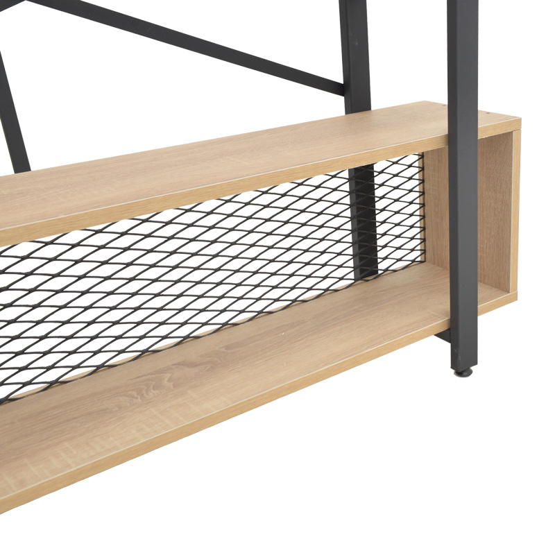Βιβλιοθήκη Fifer pakoworld σε oak-μαύρη απόχρωση 120x28x185εκ