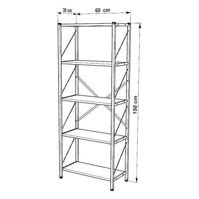 Βιβλιοθήκη Bimblem pakoworld καρυδί με μαύρο μέταλλο 64x30x150εκ Βιβλιοθήκη Bimblem pakoworld καρυδί με μαύρο μέταλλο 64x30x150εκ