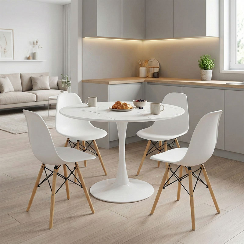Τραπεζαρία Julita-Balou pakoworld σετ 5τεμ pp-mdf λευκo Φ100x73εκ Τραπεζαρία Julita-Balou pakoworld σετ 5τεμ pp-mdf λευκo Φ100x73εκ