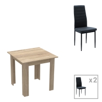 Τραπεζαρία Manka-Parker pakoworld σετ 3τεμ mdf σε μαύρη-sonoma απόχρωση 80x80x77εκ Τραπεζαρία Manka-Parker pakoworld σετ 3τεμ mdf σε μαύρη-sonoma απόχρωση 80x80x77εκ