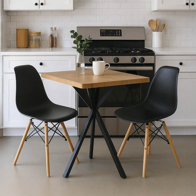 Τραπεζαρία με Καρέκλες Julita μαύρο και Τραπέζι Prestone oak 70x70x75εκ Σετ 3τεμ Τραπεζαρία με Καρέκλες Julita μαύρο και Τραπέζι Prestone oak 70x70x75εκ Σετ 3τεμ