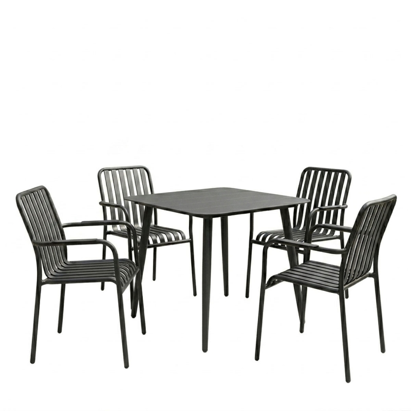 Τραπεζαρία Heven Vista pakoworld σετ 5τεμ μαύρο αλουμίνιο 80x80x72εκ Τραπεζαρία Heven Vista pakoworld σετ 5τεμ μαύρο αλουμίνιο 80x80x72εκ
