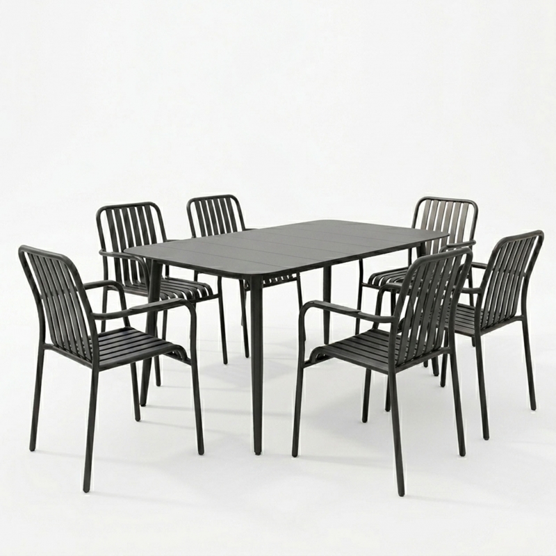 Τραπεζαρία Heven Vista pakoworld σετ 7τεμ μαύρο αλουμίνιο 120x70x72εκ Τραπεζαρία Heven Vista pakoworld σετ 7τεμ μαύρο αλουμίνιο 120x70x72εκ