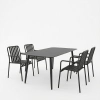 Τραπεζαρία Heven Vista pakoworld σετ 5τεμ μαύρο αλουμίνιο 150x80x72εκ Τραπεζαρία Heven Vista pakoworld σετ 5τεμ μαύρο αλουμίνιο 150x80x72εκ