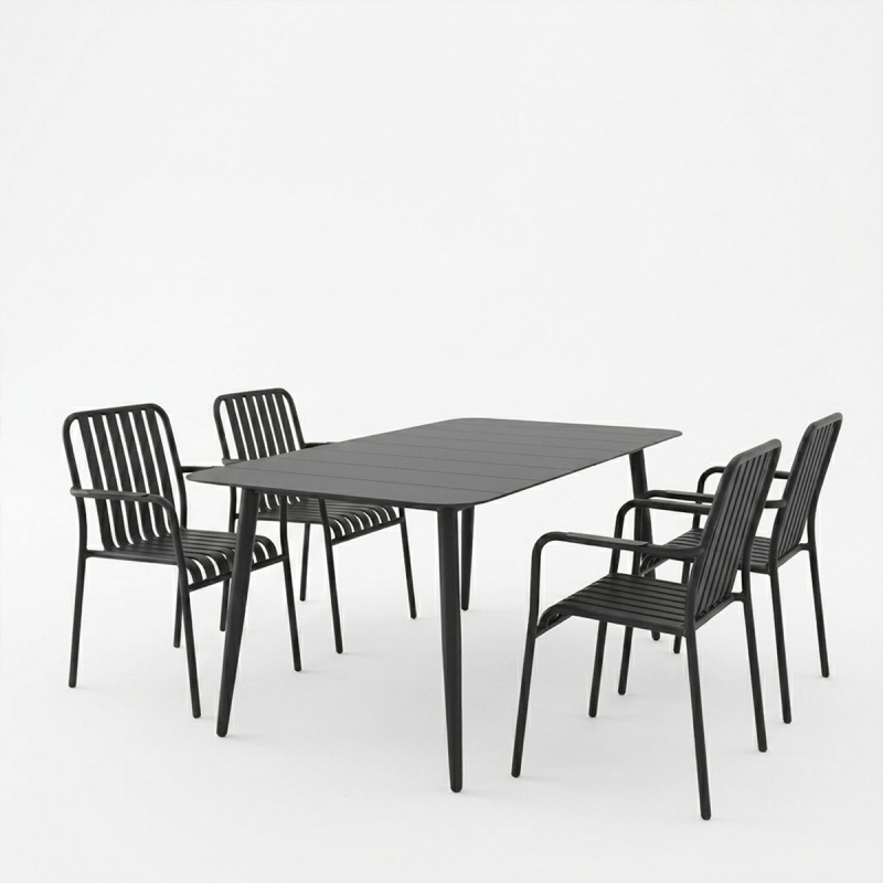 Τραπεζαρία Heven Vista pakoworld σετ 5τεμ μαύρο αλουμίνιο 150x80x72εκ Τραπεζαρία Heven Vista pakoworld σετ 5τεμ μαύρο αλουμίνιο 150x80x72εκ