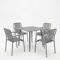 Τραπεζαρία Heven Vista pakoworld σετ 5τεμ ανθρακί αλουμίνιο 80x80x72εκ