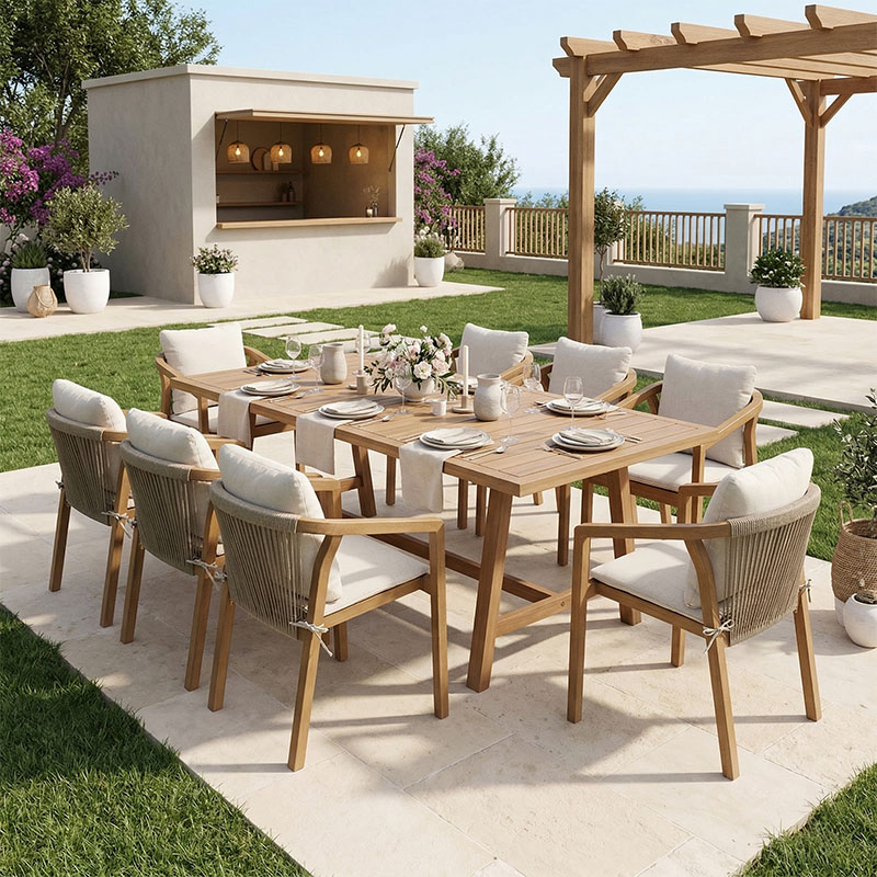 Τραπεζαρία Malibu pakoworld Σετ 9τεμ μασίφ ξύλο ακακίας 180x90x75εκ Τραπεζαρία Malibu pakoworld Σετ 9τεμ μασίφ ξύλο ακακίας 180x90x75εκ
