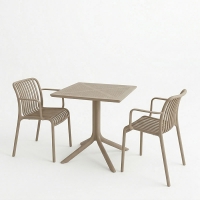 Τραπεζαρία Groovy Zoi pakoworld σετ 3τεμ cappuccino PP 60x60x76εκ Τραπεζαρία Groovy Zoi pakoworld σετ 3τεμ cappuccino PP 60x60x76εκ