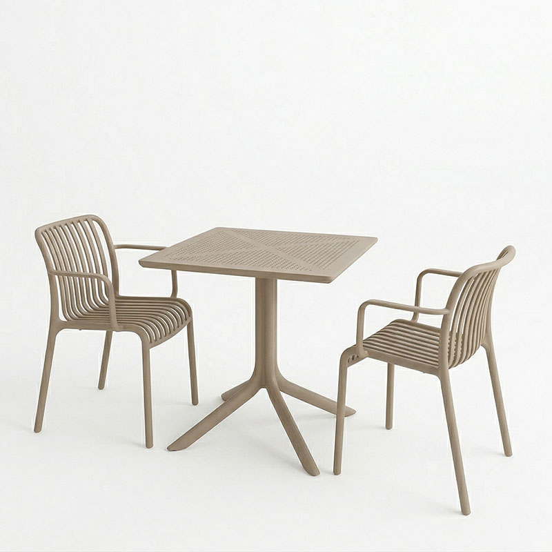 Τραπεζαρία Groovy Zoi pakoworld σετ 3τεμ cappuccino PP 60x60x76εκ Τραπεζαρία Groovy Zoi pakoworld σετ 3τεμ cappuccino PP 60x60x76εκ