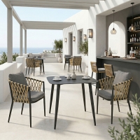 Τραπεζαρία Peluxe Vista pakoworld σετ 3τεμ ανθρακί αλουμίνιο με PE σχοινί σε φυσική απόχρωση και μαξιλάρια 80x80x72εκ Τραπεζαρία Peluxe Vista pakoworld σετ 3τεμ ανθρακί αλουμίνιο με PE σχοινί σε φυσική απόχρωση και μαξιλάρια 80x80x72εκ