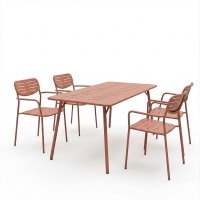 Τραπεζαρία Moraja Deraby pakoworld σετ 5τεμ terracotta μέταλλο 140x80x72εκ Τραπεζαρία Moraja Deraby pakoworld σετ 5τεμ terracotta μέταλλο 140x80x72εκ