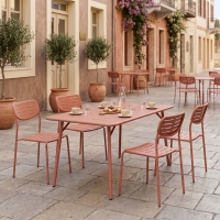 Τραπεζαρία Moraja Deraby Ι pakoworld σετ 5τεμ terracotta μέταλλο 140x80x72εκ Τραπεζαρία Moraja Deraby Ι pakoworld σετ 5τεμ terracotta μέταλλο 140x80x72εκ