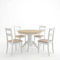 Τραπεζαρία Dallan Lars pakoworld 5τεμ λευκό rubberwood Φ100(+38)x100x75εκ Τραπεζαρία Dallan Lars pakoworld 5τεμ λευκό rubberwood Φ100(+38)x100x75εκ
