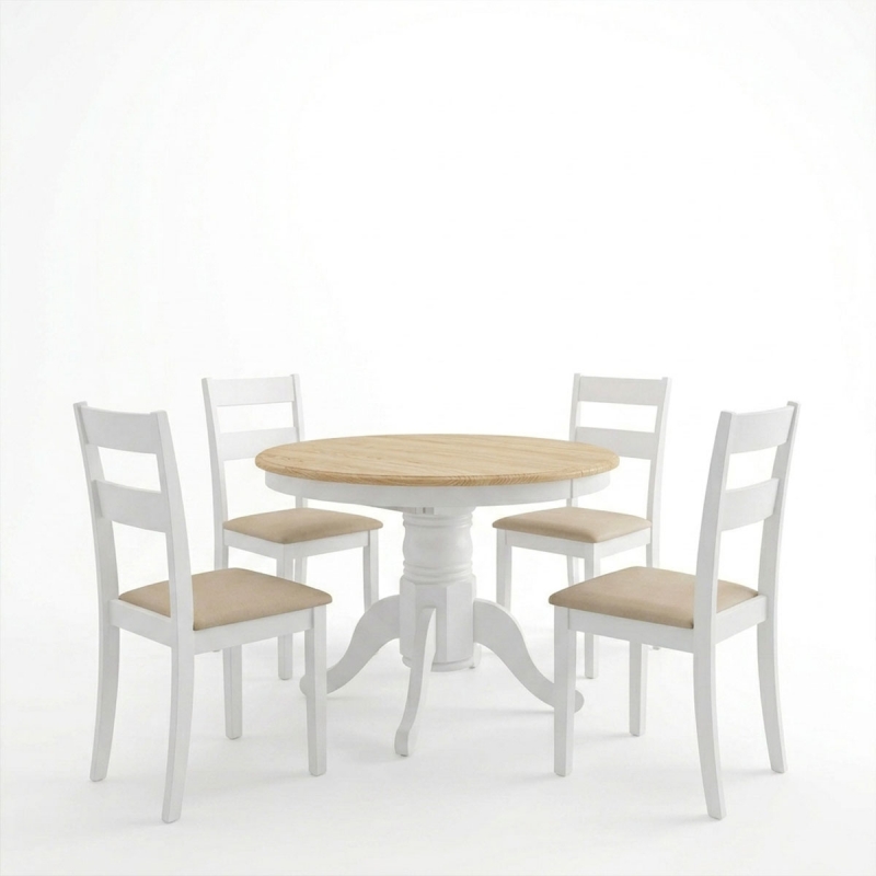 Τραπεζαρία Dallan Lars pakoworld 5τεμ λευκό rubberwood Φ100(+38)x100x75εκ Τραπεζαρία Dallan Lars pakoworld 5τεμ λευκό rubberwood Φ100(+38)x100x75εκ