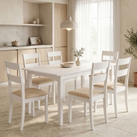 Τραπεζαρία Dallan Mabor pakoworld 7τεμ λευκό rubberwood 120-150x80x73,8εκ Τραπεζαρία Dallan Mabor pakoworld 7τεμ λευκό rubberwood 120-150x80x73,8εκ