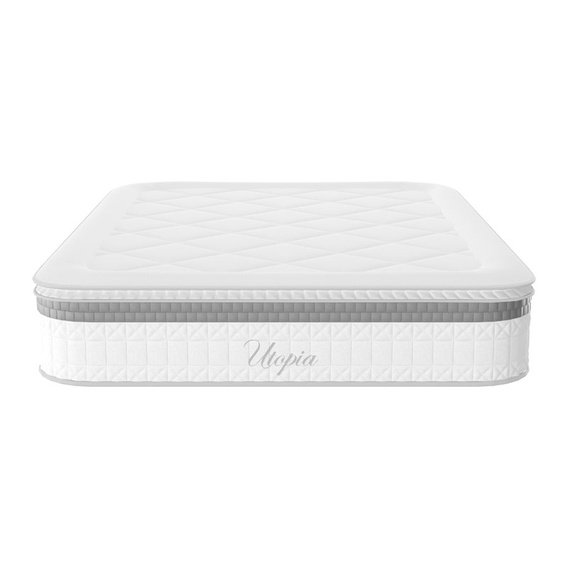 Κρεβάτι με στρώμα Athos Utopia pakoworld sonoma και λευκό 160x200εκ