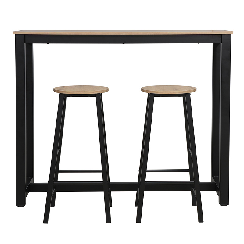 Σετ τραπέζι μπαρ Marle pakoworld 3τμχ sonoma-μαύρο πόδι 120x40x100εκ Σετ τραπέζι μπαρ Marle pakoworld 3τμχ sonoma-μαύρο πόδι 120x40x100εκ