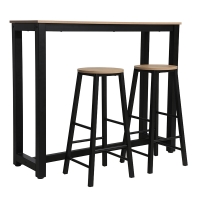 Σετ τραπέζι μπαρ Marle pakoworld 3τμχ sonoma-μαύρο πόδι 120x40x100εκ Σετ τραπέζι μπαρ Marle pakoworld 3τμχ sonoma-μαύρο πόδι 120x40x100εκ