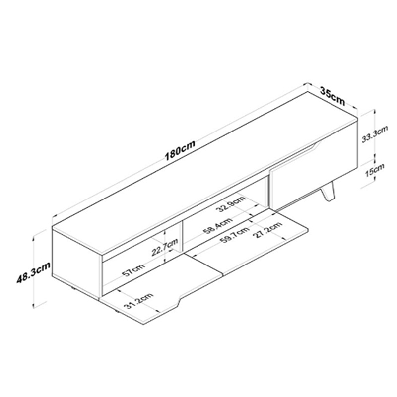 Έπιπλο τηλεόρασης Kasandra pakoworld μπεζ μαρμάρου-sonoma 180x35x48.5εκ Έπιπλο τηλεόρασης Kasandra pakoworld μπεζ μαρμάρου-sonoma 180x35x48.5εκ