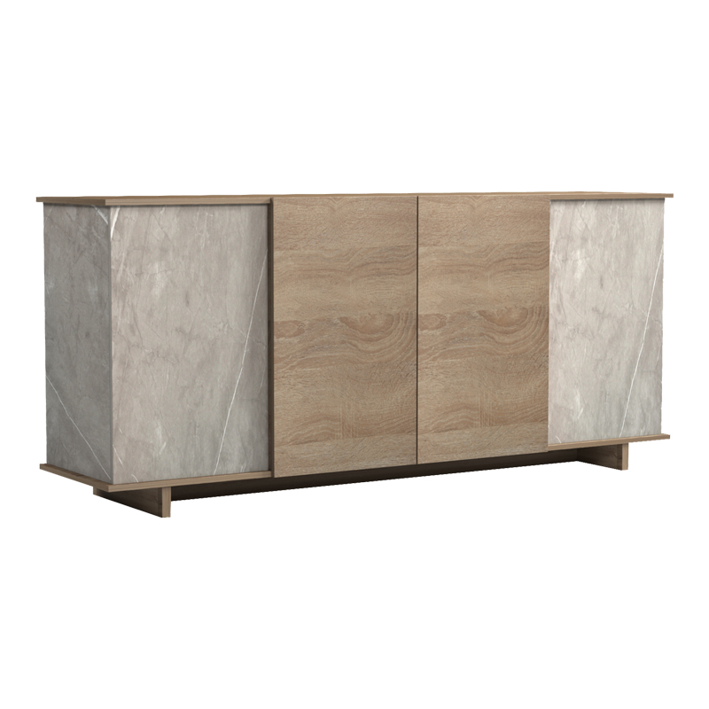 Μπουφές Zafore pakoworld sonoma - γκρι μπεζ όψη μαρμάρου 180x45x80εκ
