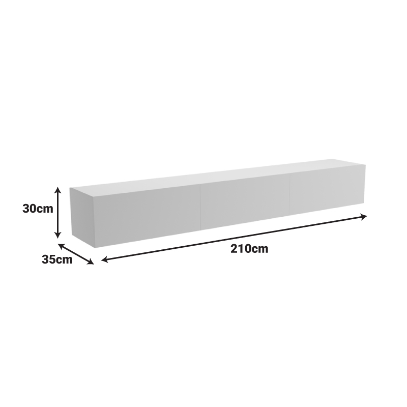 Έπιπλο τηλεόρασης επιτοίχιο με Led Rival pakoworld λευκό 210x35x30εκ