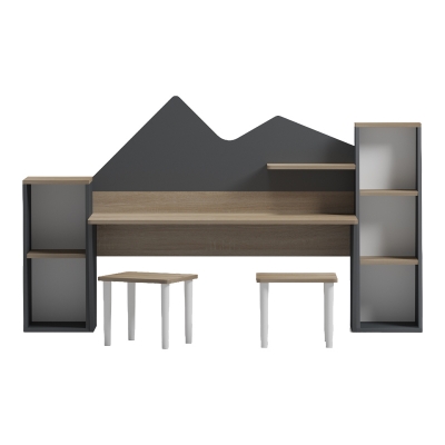 Παιδικό γραφείο με σκαμπο Dualto pakoworld sonoma-ανθρακί 180x30x93.6εκ Παιδικό γραφείο με σκαμπο Dualto pakoworld sonoma-ανθρακί 180x30x93.6εκ