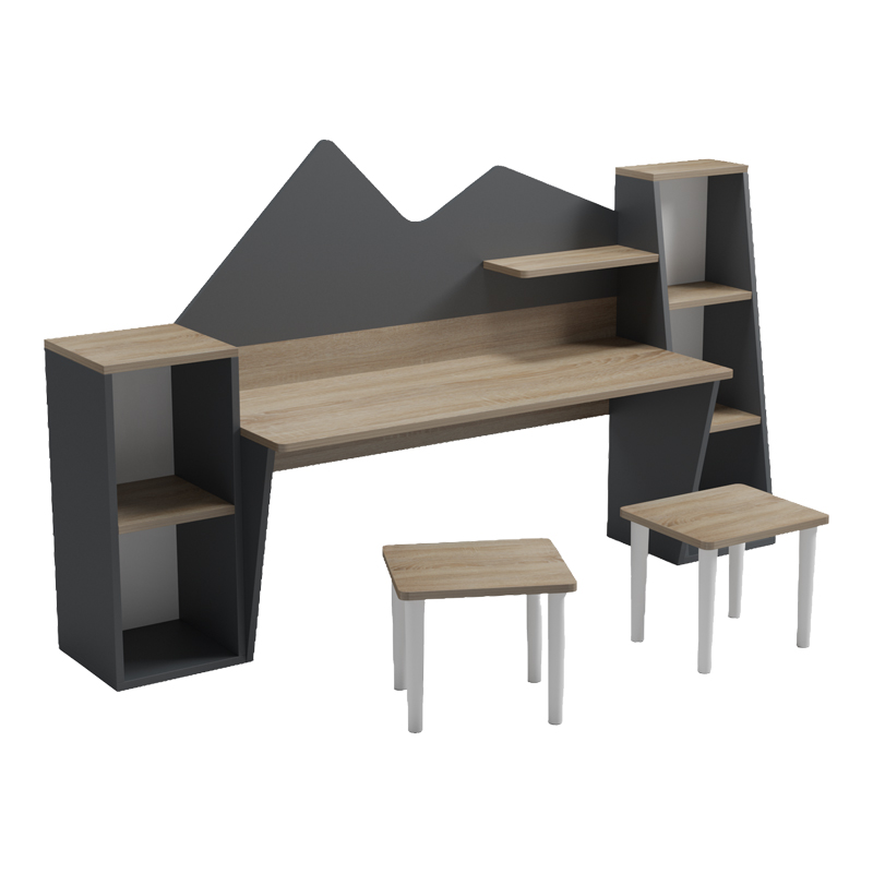 Παιδικό γραφείο με σκαμπο Dualto pakoworld sonoma-ανθρακί 180x30x93.6εκ Παιδικό γραφείο με σκαμπο Dualto pakoworld sonoma-ανθρακί 180x30x93.6εκ