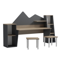 Παιδικό γραφείο με σκαμπο Dualto pakoworld sonoma-ανθρακί 180x30x93.6εκ Παιδικό γραφείο με σκαμπο Dualto pakoworld sonoma-ανθρακί 180x30x93.6εκ