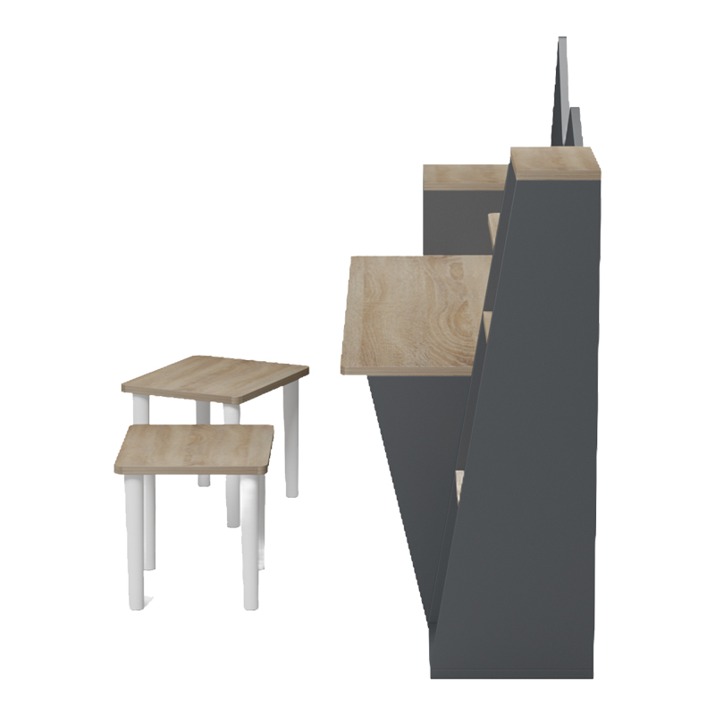 Παιδικό γραφείο με σκαμπο Dualto pakoworld sonoma-ανθρακί 180x30x93.6εκ Παιδικό γραφείο με σκαμπο Dualto pakoworld sonoma-ανθρακί 180x30x93.6εκ
