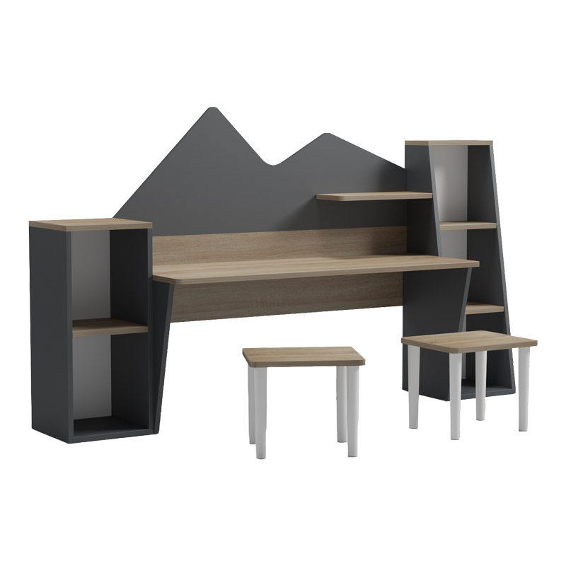 Παιδικό γραφείο με σκαμπο Dualto pakoworld sonoma-ανθρακί 180x30x93.6εκ Παιδικό γραφείο με σκαμπο Dualto pakoworld sonoma-ανθρακί 180x30x93.6εκ