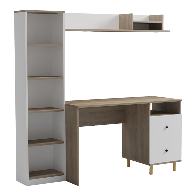 Σύνθεση γραφείου Kontor pakoworld sonoma-λευκό 160x50x158,2εκ Σύνθεση γραφείου Kontor pakoworld sonoma-λευκό 160x50x158,2εκ