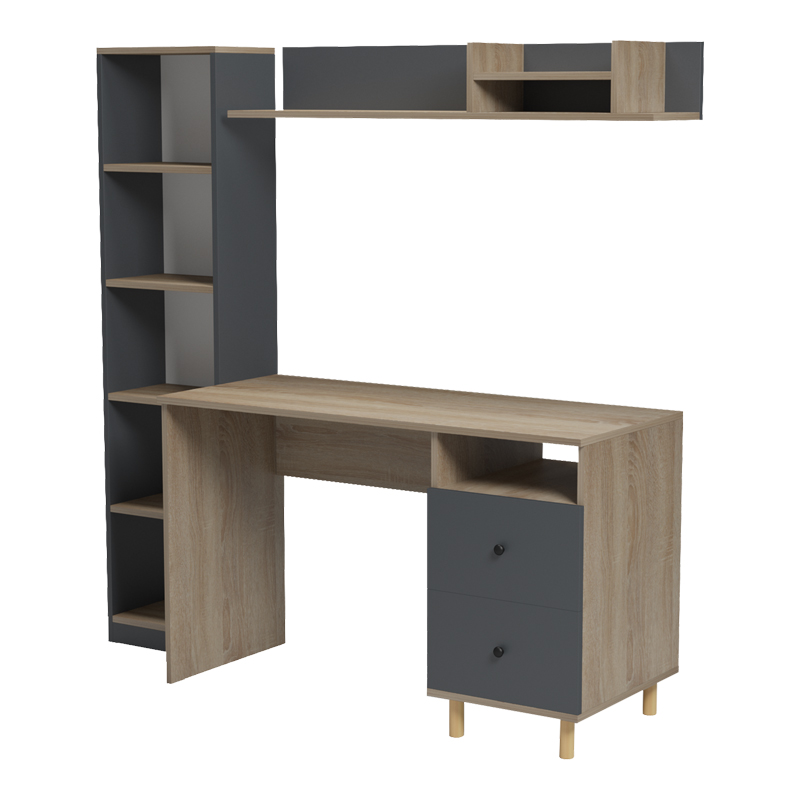Σύνθεση γραφείου Kontor pakoworld sonoma-ανθρακί 160x50x158,2εκ Σύνθεση γραφείου Kontor pakoworld sonoma-ανθρακί 160x50x158,2εκ