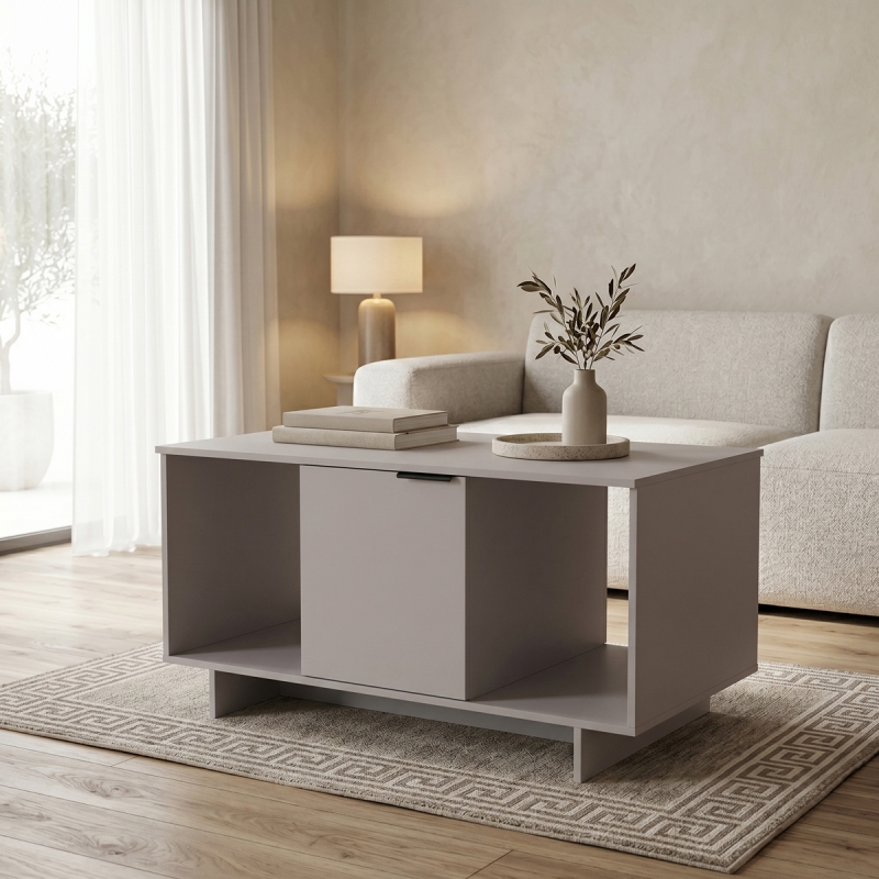 Τραπέζι σαλονιού Nalinda pakoworld taupe 100x55x55εκ Τραπέζι σαλονιού Nalinda pakoworld taupe 100x55x55εκ