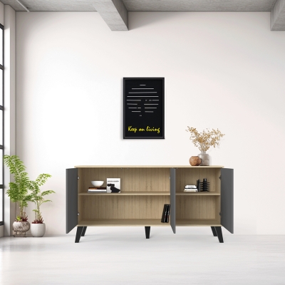 Μπουφές Billie pakoworld sonoma-ανθρακί149x40x77εκ Μπουφές Billie pakoworld sonoma-ανθρακί149x40x77εκ