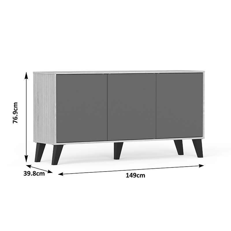 Μπουφές Billie pakoworld sonoma-ανθρακί149x40x77εκ Μπουφές Billie pakoworld sonoma-ανθρακί149x40x77εκ