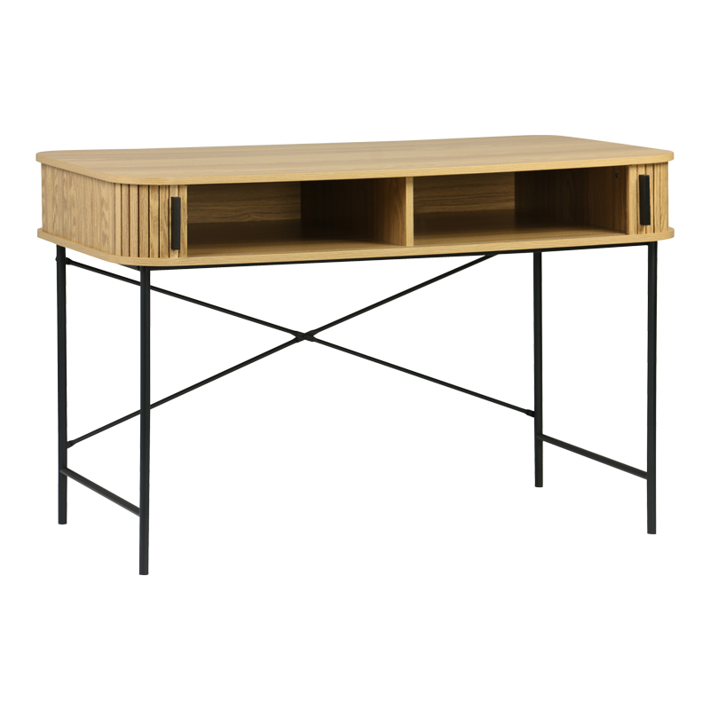 Γραφείο εργασίας Scandi pakoworld MDF/Metal σε φυσική απόχρωση με μεταλλικά μαύρα πόδια 120x60x76,5εκ