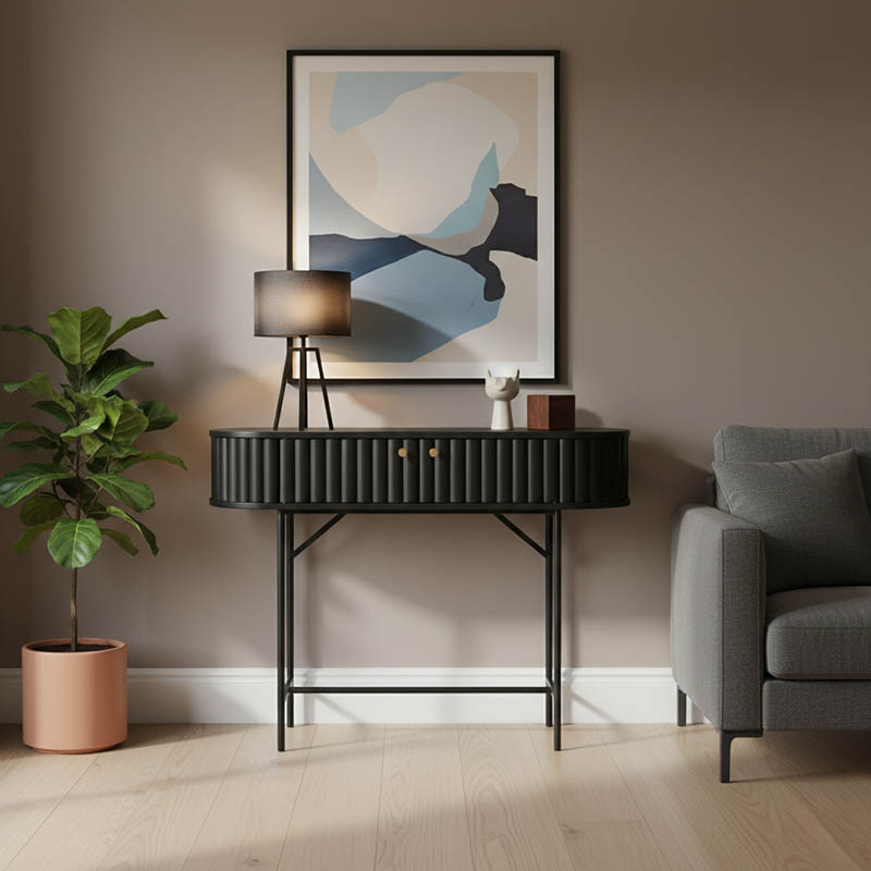 Κονσόλα Zakro pakoworld MDF-μέταλλο σε μαύρη απόχρωση 100x35x75εκ Κονσόλα Zakro pakoworld MDF-μέταλλο σε μαύρη απόχρωση 100x35x75εκ