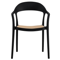 Πολυθρόνα Ember στοιβαζόμενη pakoworld με UV protection PP μπεζ-μαύρο 52.5x56.5x81εκ.
