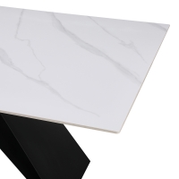 Τραπέζι Meja pakoworld Sintered stone λευκό με μεταλλικά πόδια σε μαύρη απόχρωση 180x90x76εκ Τραπέζι Meja pakoworld Sintered stone λευκό με μεταλλικά πόδια σε μαύρη απόχρωση 180x90x76εκ