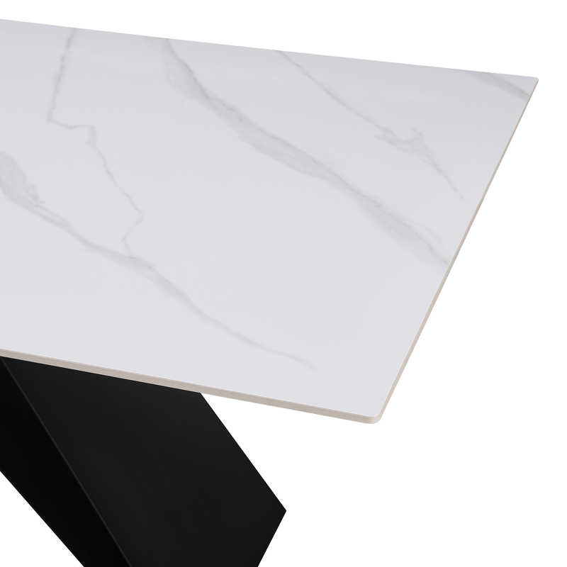 Τραπέζι Meja pakoworld Sintered stone λευκό με μεταλλικά πόδια σε μαύρη απόχρωση 180x90x76εκ Τραπέζι Meja pakoworld Sintered stone λευκό με μεταλλικά πόδια σε μαύρη απόχρωση 180x90x76εκ