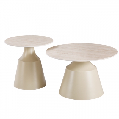 Τραπέζια σαλονιού Sculpt pakoworld σετ 2τεμ μέταλλο cappuccino- sintered stone σε όψης τραβερτίνης Τραπέζια σαλονιού Sculpt pakoworld σετ 2τεμ μέταλλο cappuccino- sintered stone σε όψης τραβερτίνης