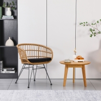 Πολυθρόνα Naoki pakoworld με μαξιλάρι pe rattan σε φυσική απόχρωση και μαύρα μεταλλικά πόδια 63x61x79εκ Πολυθρόνα Naoki pakoworld με μαξιλάρι pe rattan σε φυσική απόχρωση και μαύρα μεταλλικά πόδια 63x61x79εκ