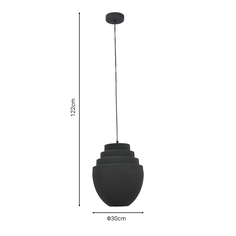 Φωτιστικό οροφής Kelsy Inart E27 μαύρο μέταλλο Φ30x122εκ Φωτιστικό οροφής Kelsy Inart E27 μαύρο μέταλλο Φ30x122εκ