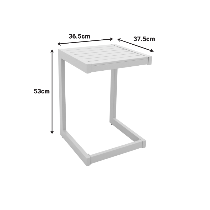 Τραπέζι Aether pakoworld λευκό αλουμίνιο 37.5x36.5x53εκ