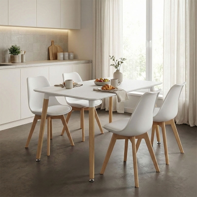 Τραπέζι Natali pakoworld MDF λευκό-πόδια σε φυσική απόχρωση 120x80x76εκ Τραπέζι Natali pakoworld MDF λευκό-πόδια σε φυσική απόχρωση 120x80x76εκ