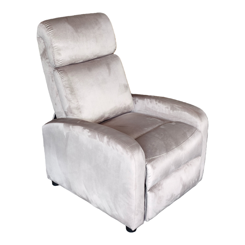 Πολυθρόνα relax Norva pakoworld βελούδο σε γκρι απόχρωση 68.5x86x100εκ