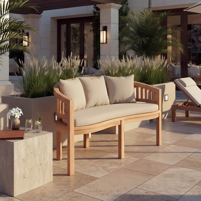 Καναπές τριθέσιος Coren pakoworld φυσικό teak ξύλο 150x61x87εκ Καναπές τριθέσιος Coren pakoworld φυσικό teak ξύλο 150x61x87εκ