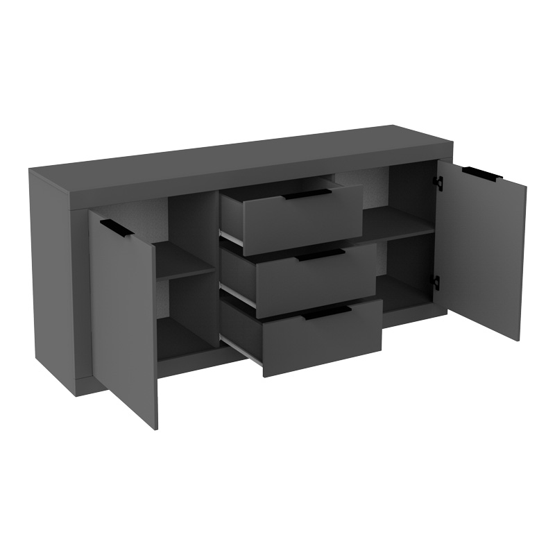 Μπουφές Doha pakoworld σε ανθρακί απόχρωση 180x45x80.5εκ