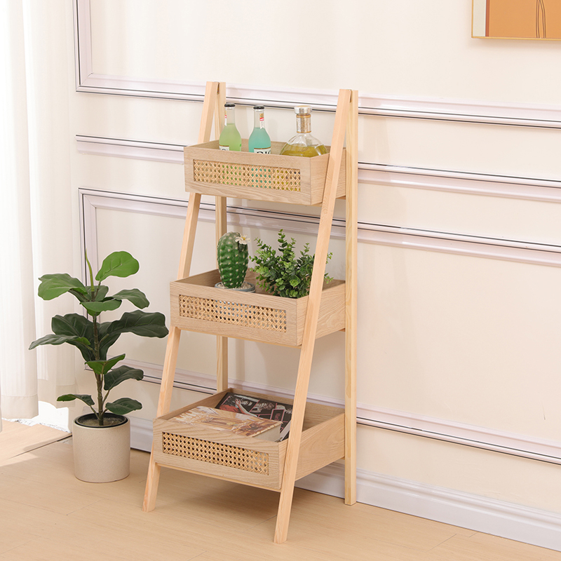 Ραφιέρα επιδαπέδια 3όροφη Scandy pakoworld mdf-rattan σε φυσική απόχρωση 44x37x110εκ Ραφιέρα επιδαπέδια 3όροφη Scandy pakoworld mdf-rattan σε φυσική απόχρωση 44x37x110εκ