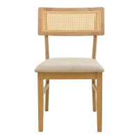 Καρέκλα Raffles pakoworld rubberwood με pe rattan και γκρι μπεζ ύφασμα 47x48x83.5εκ Καρέκλα Raffles pakoworld rubberwood με pe rattan και γκρι μπεζ ύφασμα 47x48x83.5εκ